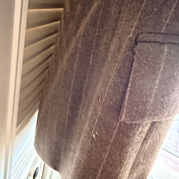 VTG 90s Ralph Lauren Chalk Pinstripe Suit chocolate  Wool Peak Lapel DBLBreasted - Picture 12 of 16